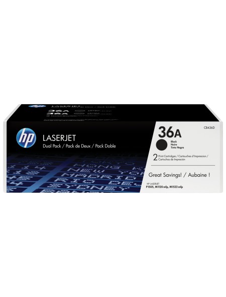 ÷ Pack 2 uniddades tóner original hp cb436ad negro 36a 4.000 páginas