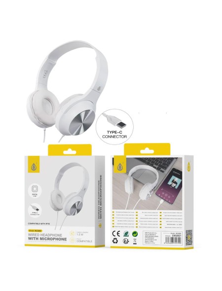 Auricular casco NC3282 / Type-C / 1.2m / Compatible Apple / Blanco / One + / 2302821