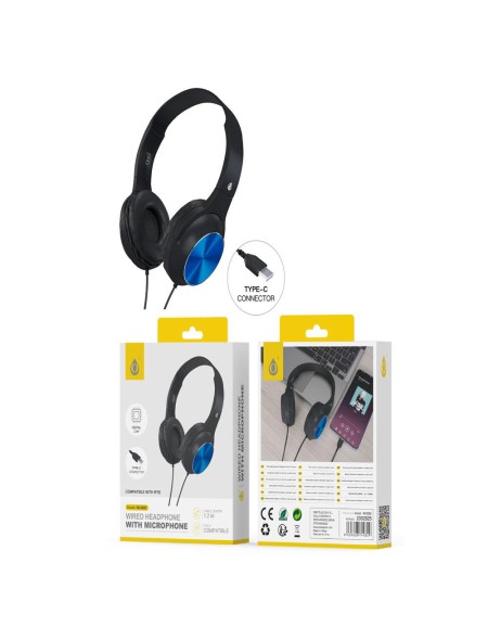 Auricular casco NC3282 / Type-C / 1.2m / Compatible Apple / Negro-Azul / One + / 2302825