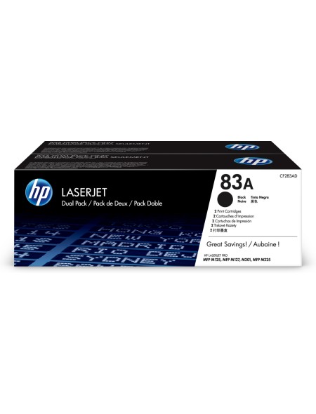 ÷ Pack 2 unidades tóner originales hp cf283ad negro 83a 3.000 páginas