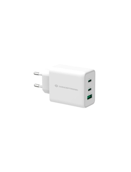 Cargador de red Usb + 2x Type-C / 65w / Blanco / Quick Charge 3.0 / Conceptronic / ALTHEA12W