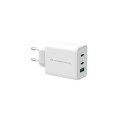 Cargador de red Usb + 2x Type-C / 65w / Blanco / Quick Charge 3.0 / Conceptronic / ALTHEA12W