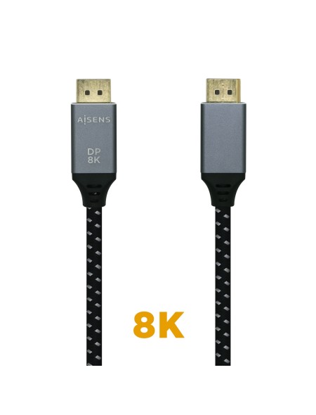 ÷ Aisens - cable displayport v1.4 8k@60hz, dp/m-dp/m, gris/negro, 1.5m