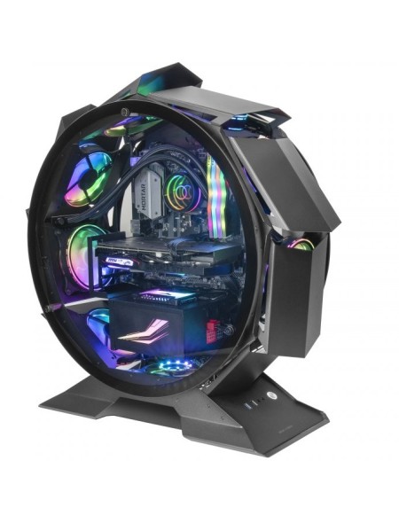 ÷ Caja microatx gaming mars gaming mcorb black dise?o esferico extremo premium doble ventana de crista