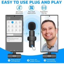 ÷ Microfono home tech dk-4645 smart wireless gadget usb-c omnidireccional pinza negro