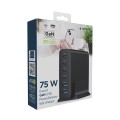 Cargador de red USB 75W / 4x type-c / 2x USB 3.0 / Negro / Gembird / TA-UC-2A4C-PD75-01-BK