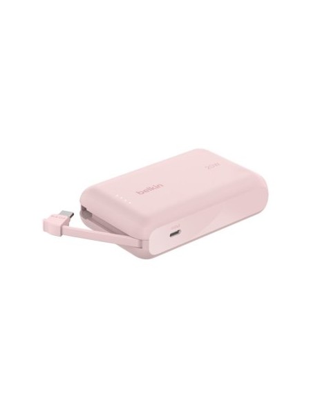 ÷ Powerbank belkin bpb021hqpk boost charge 10,000 mah charge con cable integrado usb-c 20w  rosa