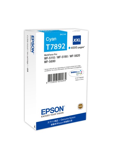 ÷ Tinta original epson t7892 xxl cian c13t789240 34.2ml