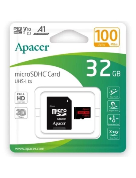 ÷ Apacer tarjeta de memoria 32gb microsd hc uhs 1 con adaptador/ clase 10/ 100mbs