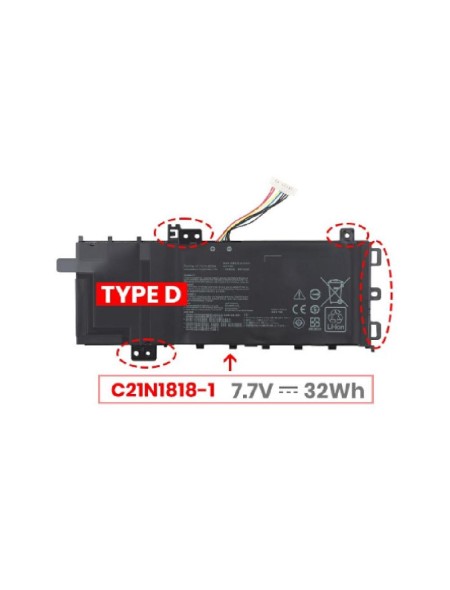Batería compatible para portátil ASUS C21N1818 7.6V 4150mAh