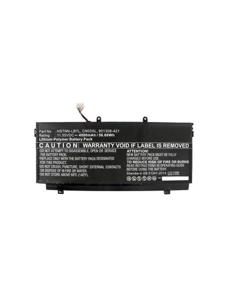 Batería compatible para portátil HP CN03XL 11.55V 49 Wh / Cable Largo