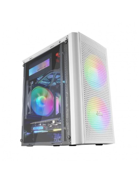 ÷ Caja microatx gaming mars gaming mc300 white frontal mesh 3xventiladores 120mm rgb lateral de crista