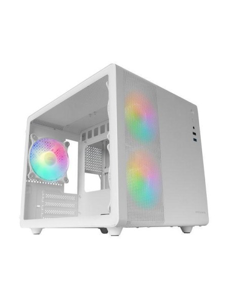 ÷ Caja microatx cube gaming mars gaming mc400 white frontal mesh dise?o cube 3xventiladores 120mm rgb 