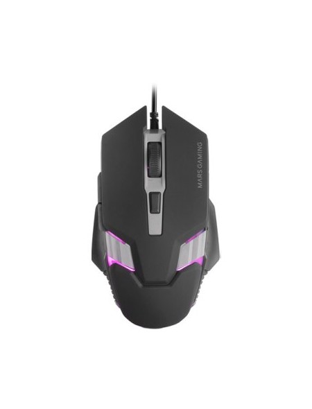 ÷ Mouse mars gaming mm024 rgb flow 4000 dpi ajustable 6 botones mecanicos huano color negro