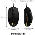 ÷ Mouse logitech g203 lightsync rgb 8000dpi 6 botones color negro