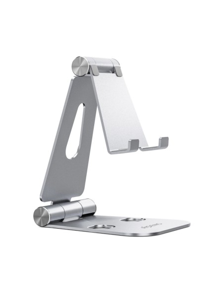 ÷ Aisens - soporte de sobremesa tama?o xl ajustable (2 pivotes) para movil / tablet, plata