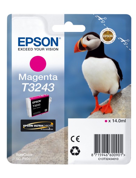 ÷ Tinta original epson t3243 magenta c13t32434010 14ml