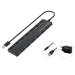 ÷ Hub usb 3.2 conceptronic hubbies19bp 7 puertos usb 3.0 con interruptores y alimentador