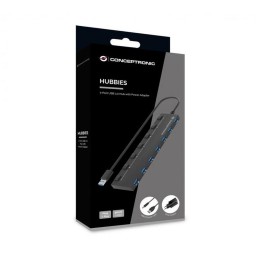 ÷ Hub usb 3.2 conceptronic hubbies19bp 7 puertos usb 3.0 con interruptores y alimentador