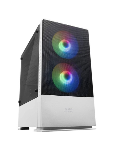 ÷ Caja microatx gaming mars gaming mcz white frontal mesh con 2xventilador rgb ventana lateral total u