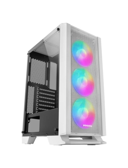 ÷ Caja atx semitorre gaming mars gaming mc-c white frontal metal-mesh con 3 ventiladores frgb ventana 