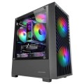 ÷ Caja microatx gaming mars gaming mcvortex cristal templado frontal mesh gpu 273mm 1x3.5 2x2.5 negro