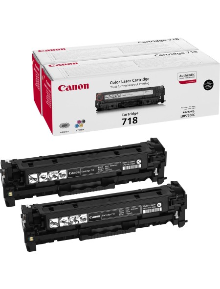 ÷ Pack 2 unidades tóner original canon crg-718bk negro 3.400 páginas