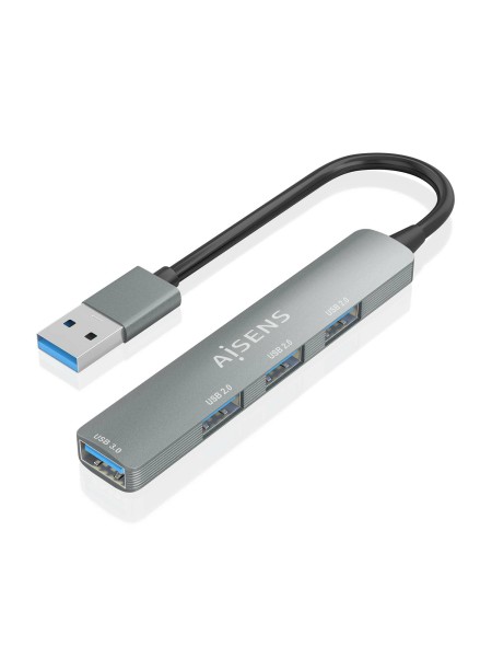 ÷ Aisens - hub usb 3.0 aluminio, 1xusb3.0 a/h+3xusb2.0 a/h, gris, 10cm