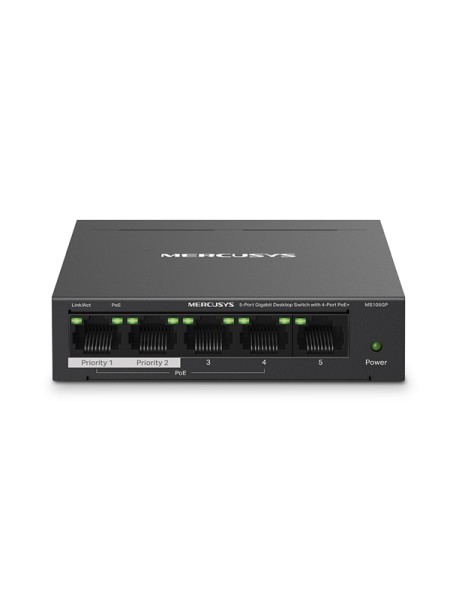 ÷ Switch no gestionable mercusys ms105gp 5p 10/100/1000 de estos 4p poe+ 65w ethernet mini desktop