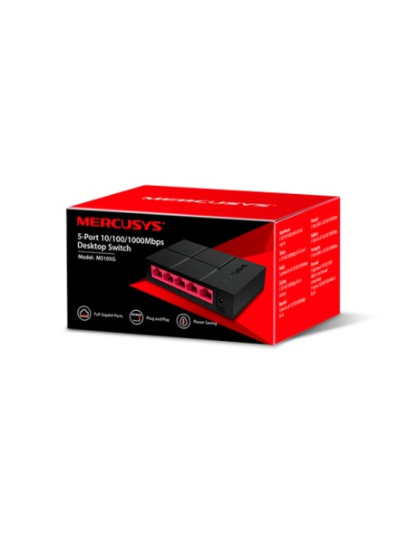 ÷ Switch no gestionable mercusys ms105gs 5p 10/100/1000 ethernet mini desktop carcasa metalica