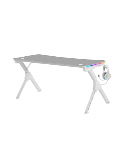 ÷ Mesa mars gaming mgd rgb xl white chasis de acero tablero 160x60cm altura 74cm con dise?o de fibra d