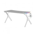 ÷ Mesa mars gaming mgd rgb xl white chasis de acero tablero 160x60cm altura 74cm con dise?o de fibra d