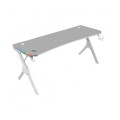 ÷ Mesa mars gaming mgd rgb xl white chasis de acero tablero 160x60cm altura 74cm con dise?o de fibra d
