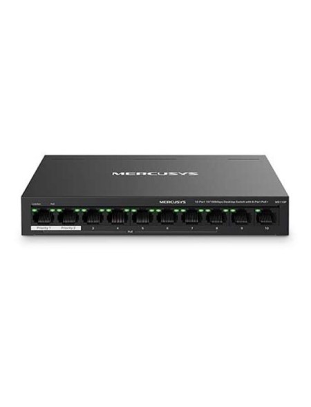 ÷ Switch poe+ no gestionable mercusys ms110p 10p 10/100 con 8p poe+ 65w ethernet mini desktop