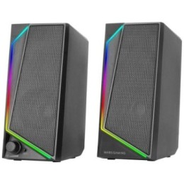 ÷ Altavoces 2.0 mars gaming ms72 black 15w jack 3.5mm iluminacion rgb control de volumen entrada jack