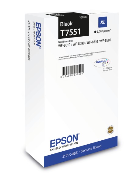 ÷ Tinta original epson t7551 xl negro c13t755140 100ml