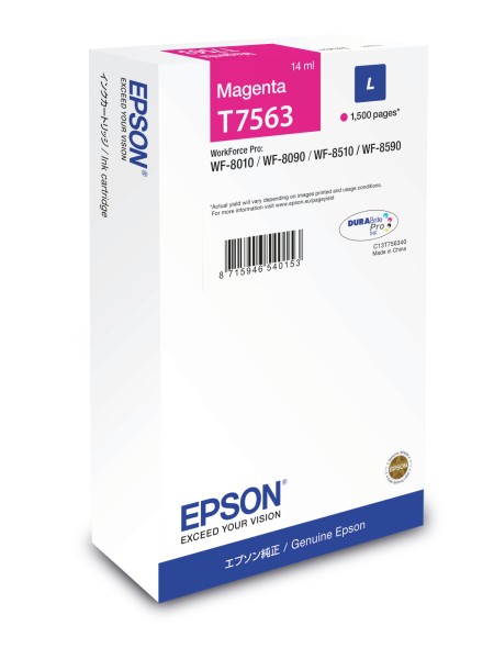 ÷ Tinta original epson t7563 magenta l c13t756340 14ml