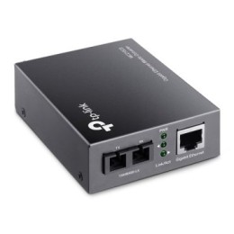 ÷ Convertidor fibra tp-link mc210cs rj45 giga a fibra monomodo sc 1000mb fullduplex hasta 15km montaje