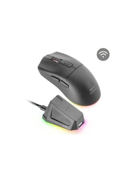 ÷ Mouse mars gaming wireless y bluetooth mmt3 rgb base de recarga magnetica 14400 dpi color negro