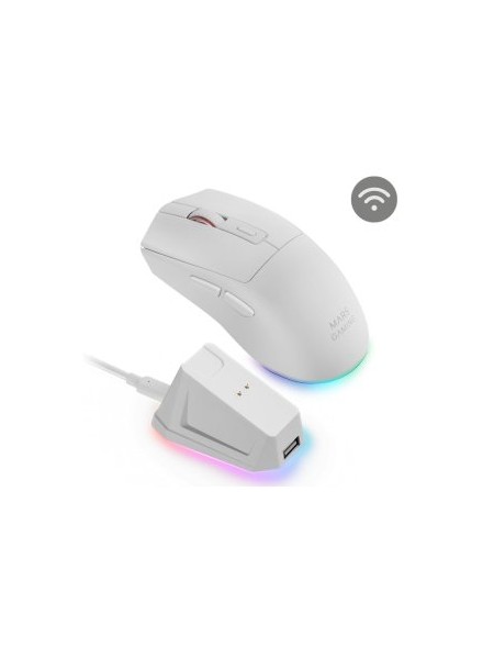 ÷ Mouse mars gaming wireless y bluetooth mmt3 rgb base de recarga magnetica 14400 dpi color blanco