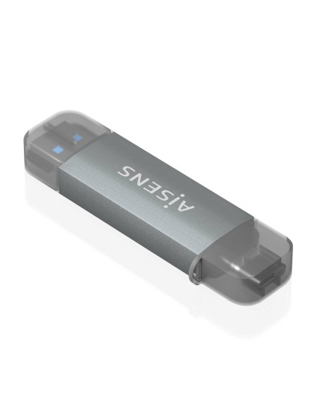 ÷ Aisens - lector de tarjetas sd, micro sd, mmc, rs-mmc, mmc micro, usb-a y usb-c, gris