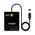 Lector de Tarjetas Inteligentes Type-C Tooq / Dnie / Dni 3.0 / Tarjetas Sim / Negro / TQR-211B