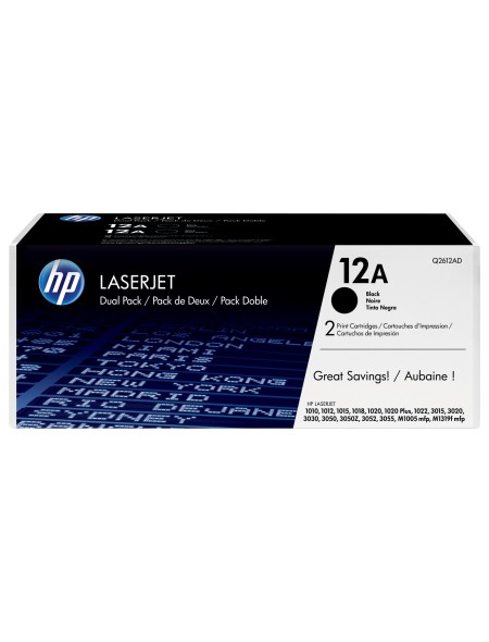 ÷ Pack 2 unidades tóner original hp q2612a 12a negro 2.000 páginas