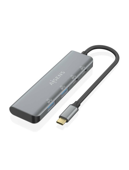 ÷ Aisens - hub usb 3.2 gen1 5g usb-c, usb-c/m-2xusb-c/h-2xusb-a/h, gris, 15cm