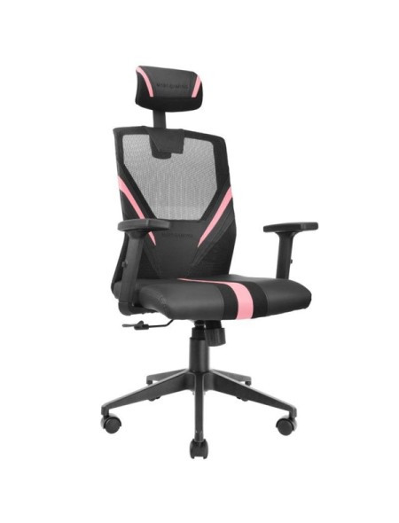 ÷ Silla ergonomica mars gaming mgc-ergo negra con detalles en rosa respaldo en malla transpirable ajus