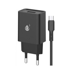 Cargador de red Usb + Cable Microusb / 12w / Negro / Basic Wilson / A6173 One+