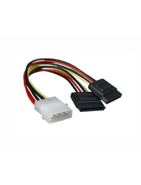 Cable duplicador de alimentación molex macho a 2x SATA Hembra / 20cm / 4 pines / 10.19.0101-OEM