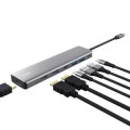 ÷ Hub usb-c trust dalyx 7 en 1 aluminio 2hdmi 4k  1dp 2xusb-a 3.2 1xusb-c pd 100w lector sd microsd