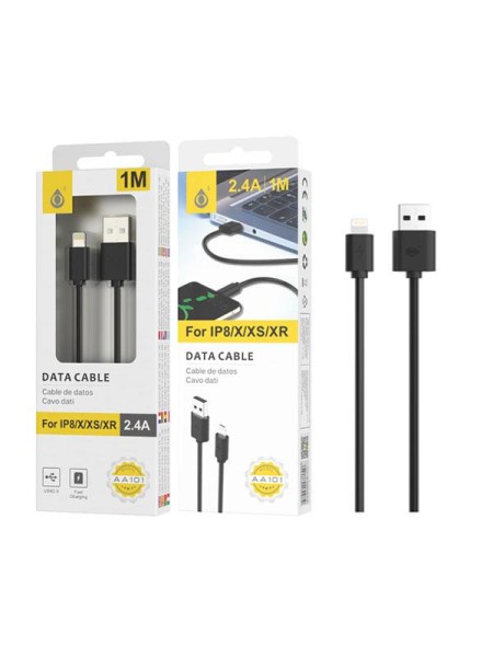 Cable datos USB 2.0 a Lightning IPhone 5-14 / 1m / 15W / B6242 / Negro / One+
