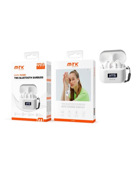 Auriculares Bluetooth 5.3 Luxury TC3281 / Tws / Base de carga / Tactil / Blanco / Mtk / 0352811